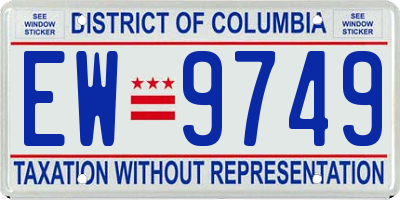 DC license plate EW9749