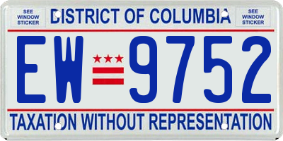 DC license plate EW9752