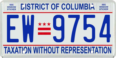 DC license plate EW9754