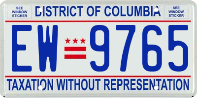 DC license plate EW9765