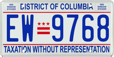DC license plate EW9768