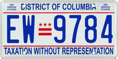 DC license plate EW9784