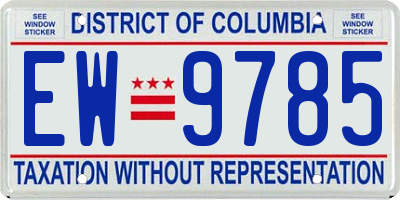 DC license plate EW9785