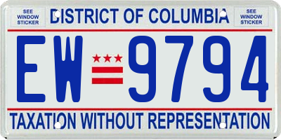 DC license plate EW9794