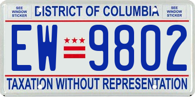 DC license plate EW9802