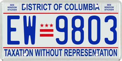 DC license plate EW9803