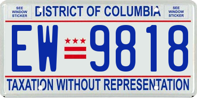 DC license plate EW9818