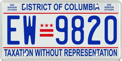 DC license plate EW9820