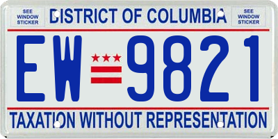 DC license plate EW9821