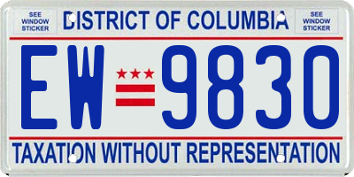 DC license plate EW9830