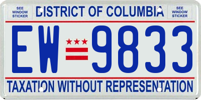 DC license plate EW9833