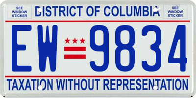 DC license plate EW9834