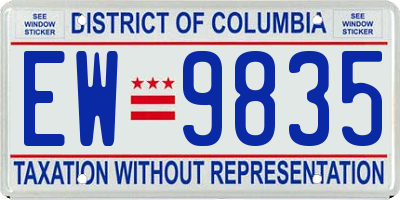 DC license plate EW9835