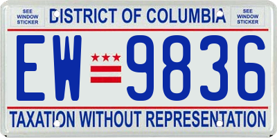 DC license plate EW9836