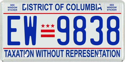 DC license plate EW9838