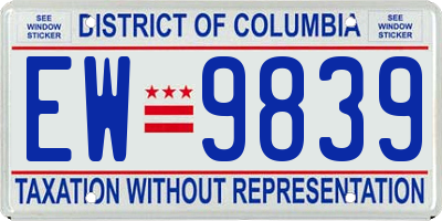 DC license plate EW9839