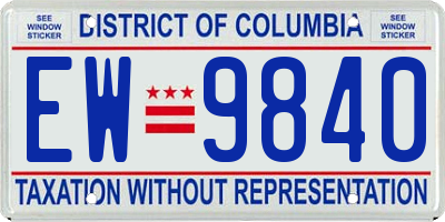DC license plate EW9840