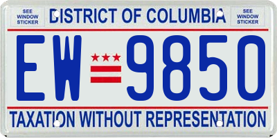 DC license plate EW9850