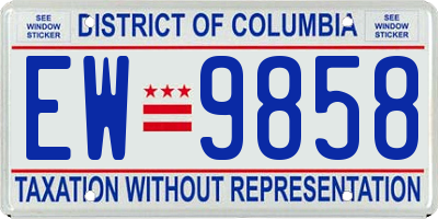 DC license plate EW9858