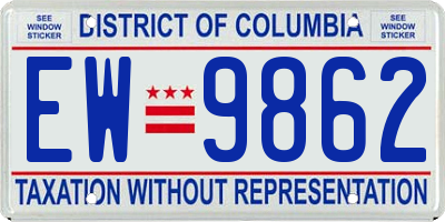 DC license plate EW9862
