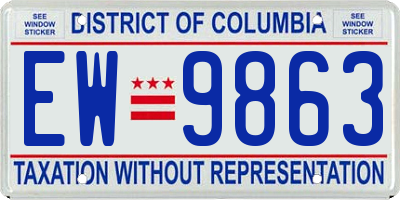 DC license plate EW9863