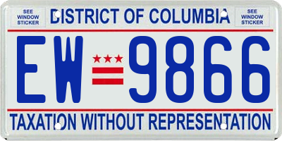 DC license plate EW9866