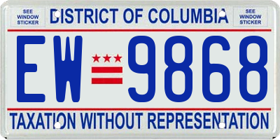 DC license plate EW9868