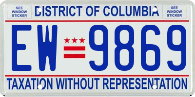 DC license plate EW9869