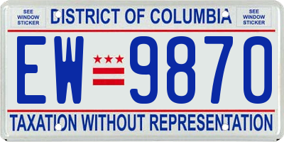 DC license plate EW9870