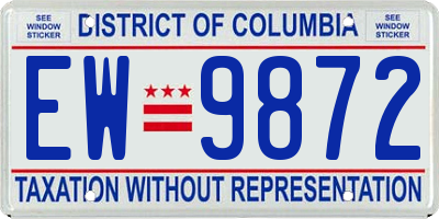 DC license plate EW9872