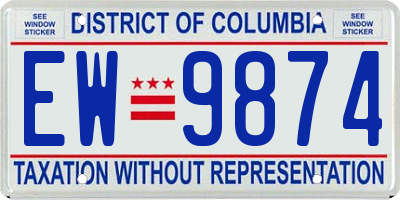 DC license plate EW9874