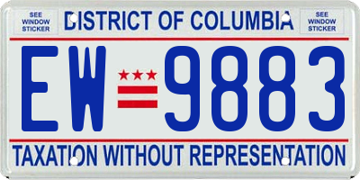 DC license plate EW9883