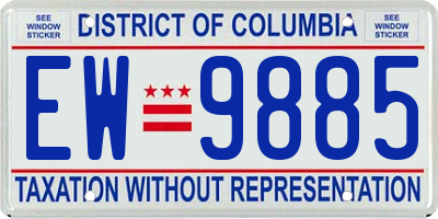 DC license plate EW9885