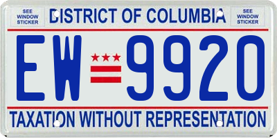 DC license plate EW9920