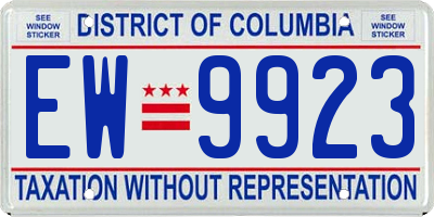 DC license plate EW9923