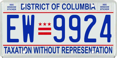 DC license plate EW9924
