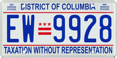DC license plate EW9928