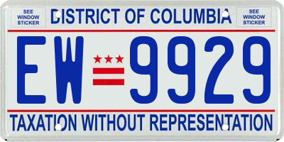 DC license plate EW9929