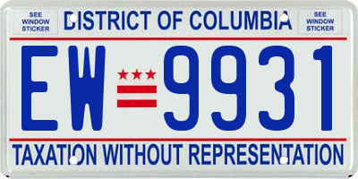DC license plate EW9931