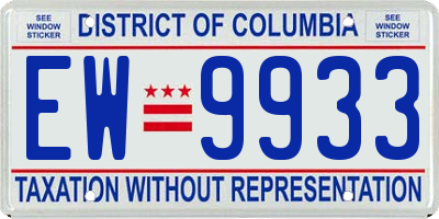 DC license plate EW9933