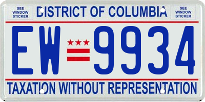DC license plate EW9934