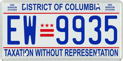 DC license plate EW9935