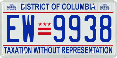 DC license plate EW9938