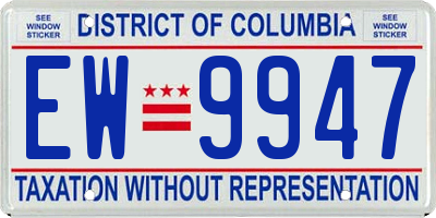 DC license plate EW9947