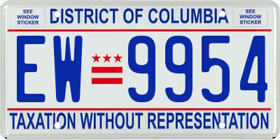 DC license plate EW9954