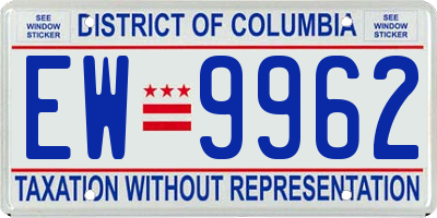 DC license plate EW9962
