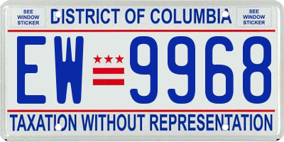 DC license plate EW9968