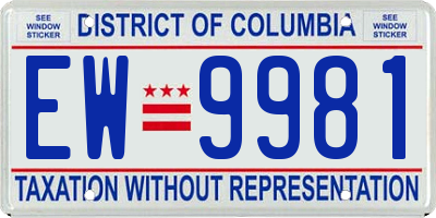 DC license plate EW9981
