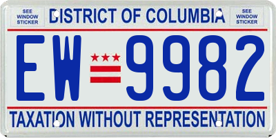 DC license plate EW9982