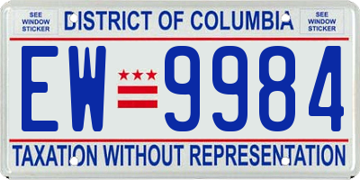 DC license plate EW9984